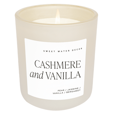 Cashmere and Vanilla Soy Candle - Tan Matte Jar - 15 oz - Sweet Water Decor - Candles