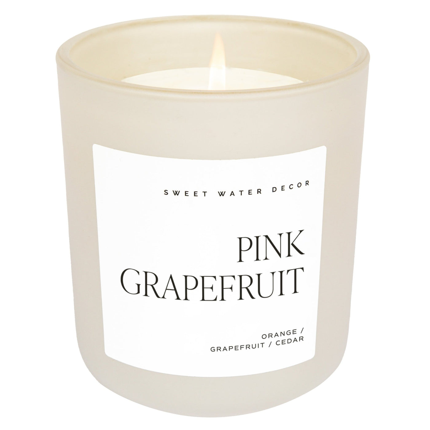 Pink Grapefruit Soy Candle - Tan Matte Jar - 15 oz - Sweet Water Decor - Candles