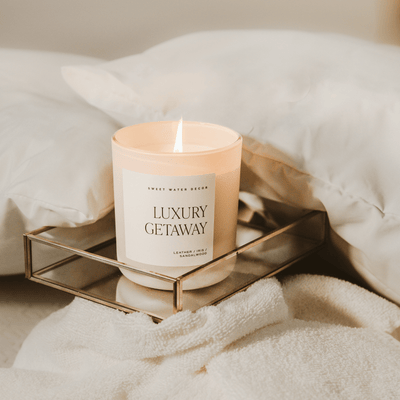 Luxury Getaway Soy Candle - Tan Matte Jar - 15 oz - Sweet Water Decor - Candles