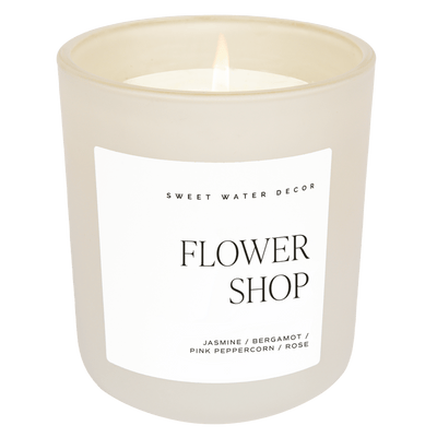 Flower Shop Soy Candle - Tan Matte Jar - 15 oz - Sweet Water Decor - Candles