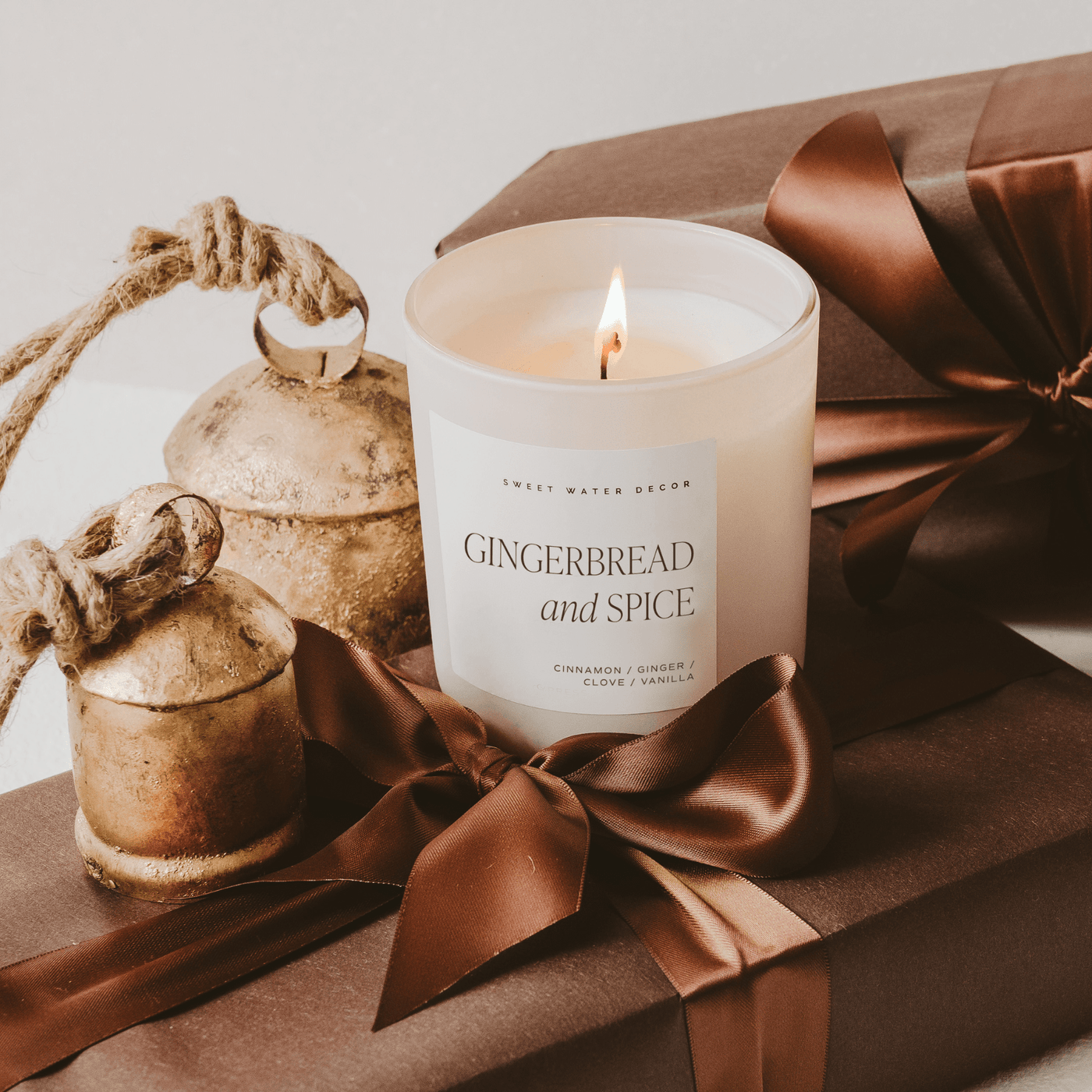 Gingerbread and Spice Soy Candle - Tan Matte Jar - 15 oz - Sweet Water Decor - Candles