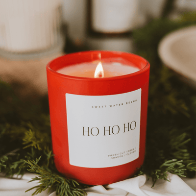 Ho Ho Ho Soy Candle - Red Matte Jar - 15 oz (Christmas) - Sweet Water Decor - Candles