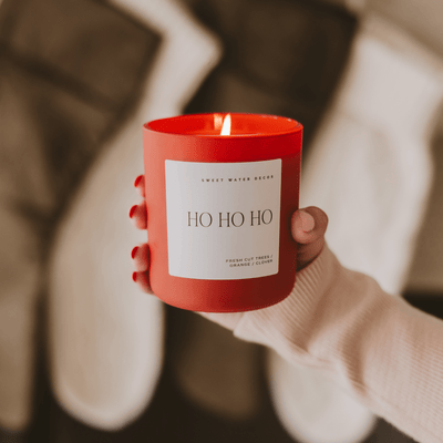Ho Ho Ho Soy Candle - Red Matte Jar - 15 oz (Christmas) - Sweet Water Decor - Candles