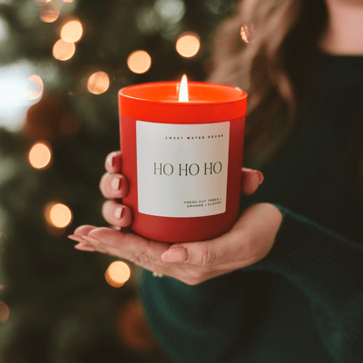 Ho Ho Ho Soy Candle - Red Matte Jar - 15 oz (Christmas) - Sweet Water Decor - Candles