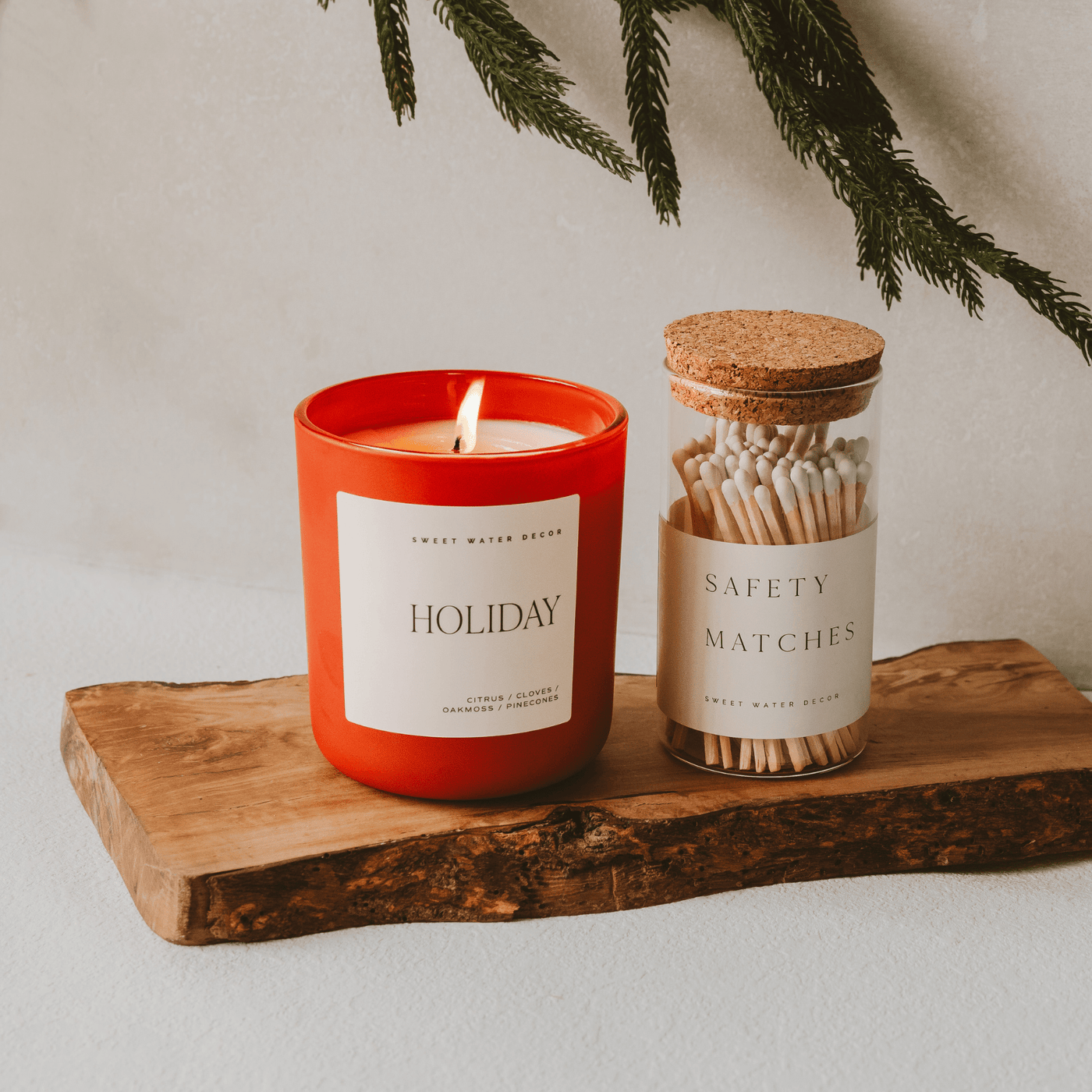 Holiday Soy Candle - Red Matte Jar - 15 oz - Sweet Water Decor - Candles