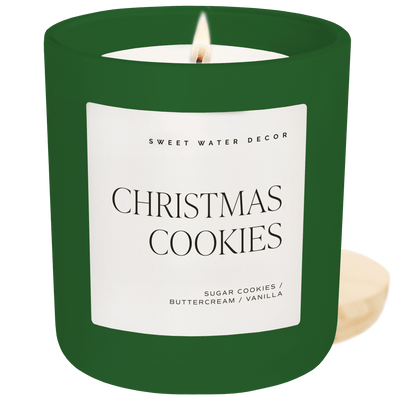 Christmas Cookies Soy Candle - Green Matte Jar - 15 oz (Sugar Cookies) - Sweet Water Decor - Candles