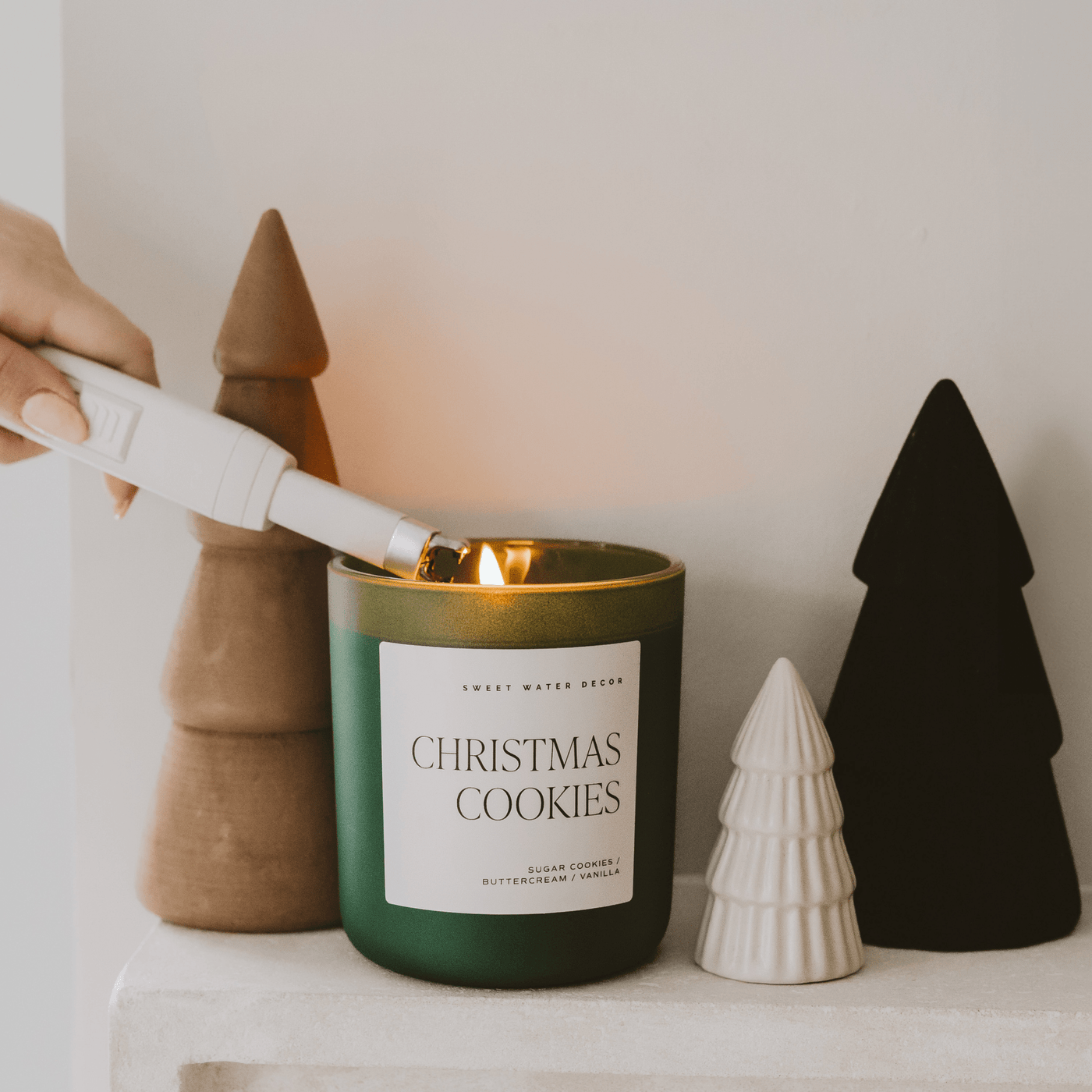 Christmas Cookies Soy Candle - Green Matte Jar - 15 oz (Sugar Cookies) - Sweet Water Decor - Candles