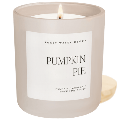 Pumpkin Pie Soy Candle - Tan Matte Jar - 15 oz (Hello Pumpkin) - Sweet Water Decor - Candles