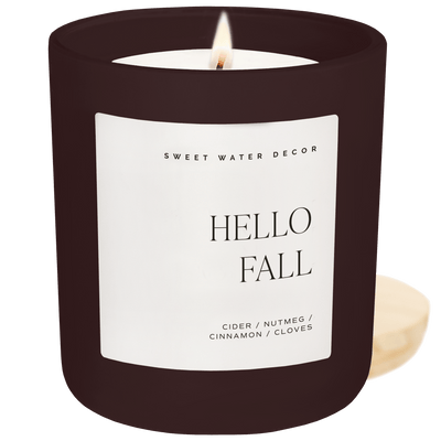 Hello Fall Soy Candle - Brown Matte Jar - 15 oz - Sweet Water Decor - Candles
