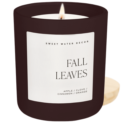 Fall Leaves Soy Candle - Brown Matte Jar - 15 oz - Sweet Water Decor - Candles