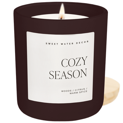Cozy Season Soy Candle - Brown Matte Jar - 15 oz - Sweet Water Decor - Candles