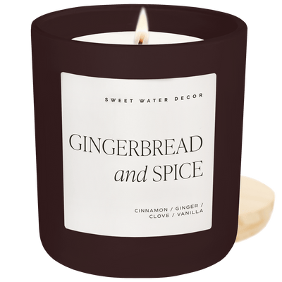 Gingerbread and Spice Soy Candle - Brown Matte Jar - 15 oz - Sweet Water Decor - Candles