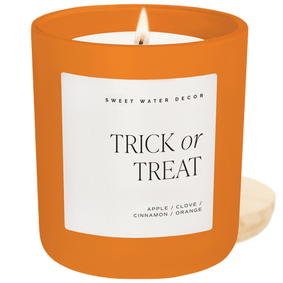 Trick or Treat Soy Candle - Orange Matte Jar - 15 oz - Sweet Water Decor - Candles