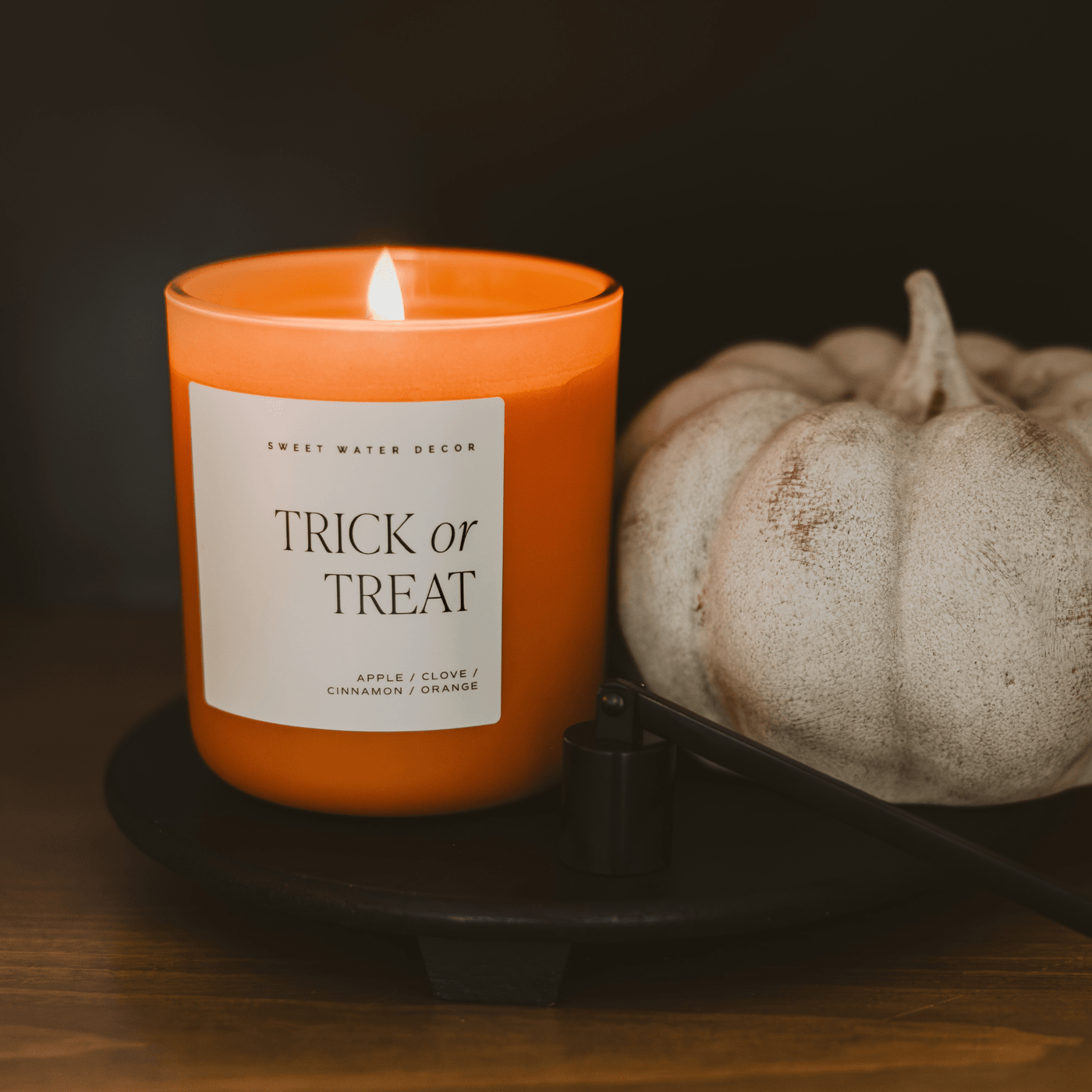 Trick or Treat Soy Candle - Orange Matte Jar - 15 oz - Sweet Water Decor - Candles