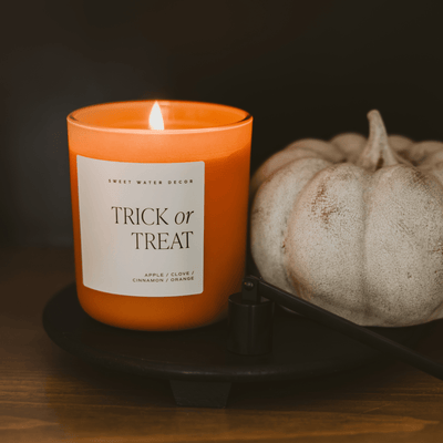 Trick or Treat Soy Candle - Orange Matte Jar - 15 oz - Sweet Water Decor - Candles