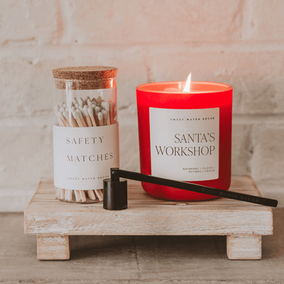 Santa's Workshop Soy Candle - Red Matte Jar - 15 oz (Merry and Bright) - Sweet Water Decor - Candles