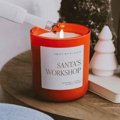Santa's Workshop Soy Candle - Red Matte Jar - 15 oz (Merry and Bright) - Sweet Water Decor - Candles