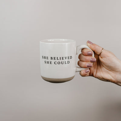 She Believed She Could 14oz. Stoneware Coffee Mug - Sweet Water Decor - Coffee Mugs
