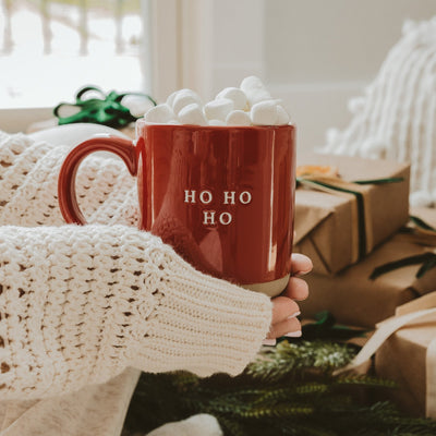 Ho Ho Ho 14oz. Red Stoneware Coffee Mug - Sweet Water Decor - Coffee Mugs