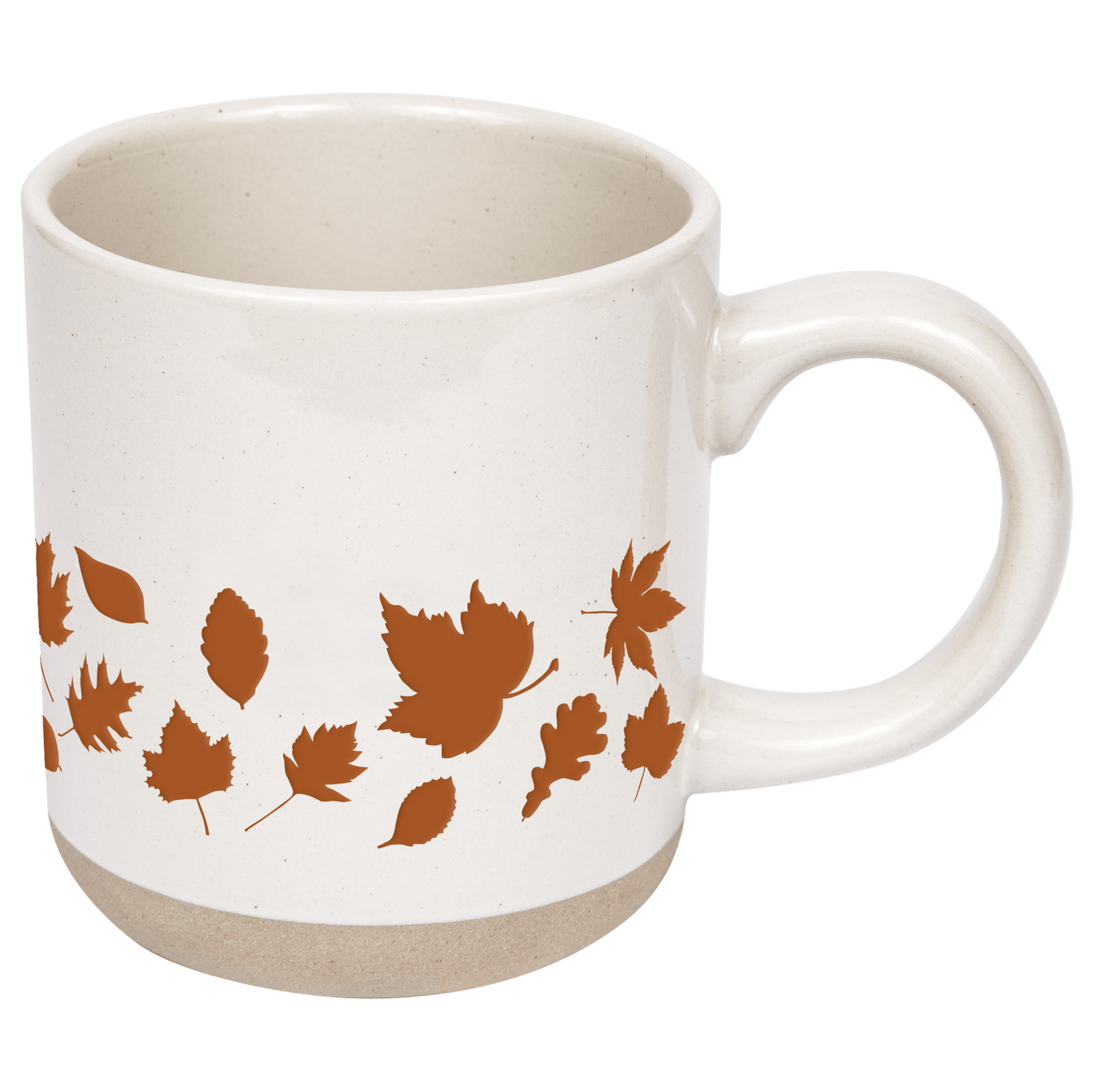 Orange Leaves 14oz. Cream Stoneware Coffee Mug - Sweet Water Decor - Coffee Mugs