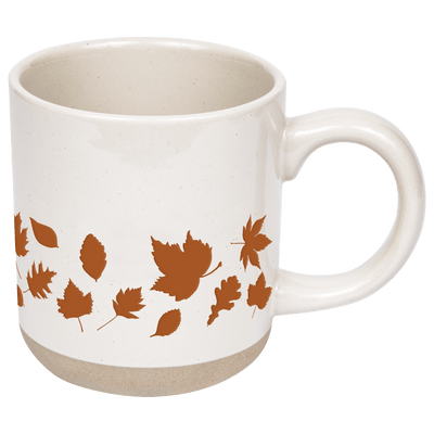 Orange Leaves 14oz. Cream Stoneware Coffee Mug - Sweet Water Decor - Coffee Mugs