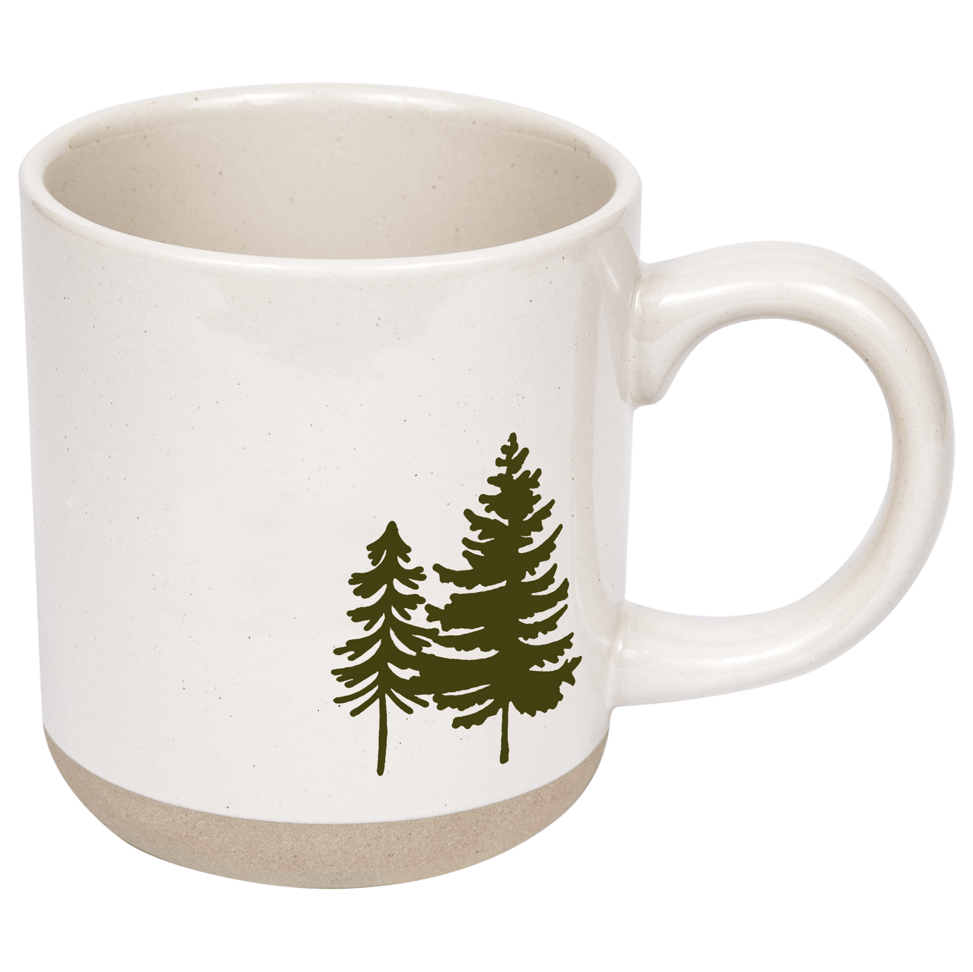Green Trees 14oz. Cream Stoneware Coffee Mug - Sweet Water Decor - Coffee Mugs