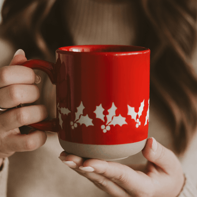 Holly 14oz. Red Stoneware Coffee Mug - Sweet Water Decor - Coffee Mugs