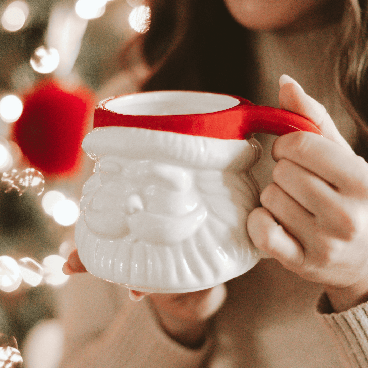Red Hat Santa 19oz. Figurine Coffee Mug - Sweet Water Decor - Coffee Mugs