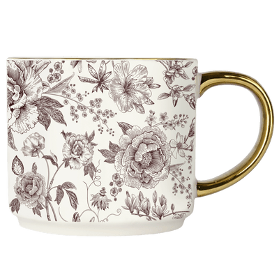 Brown Delft 14oz. Gold Handle Coffee Mug - Sweet Water Decor - Coffee Mugs