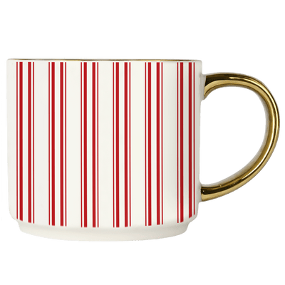 Red Stripe 14oz. Gold Handle Coffee Mug - Sweet Water Decor - Coffee Mugs