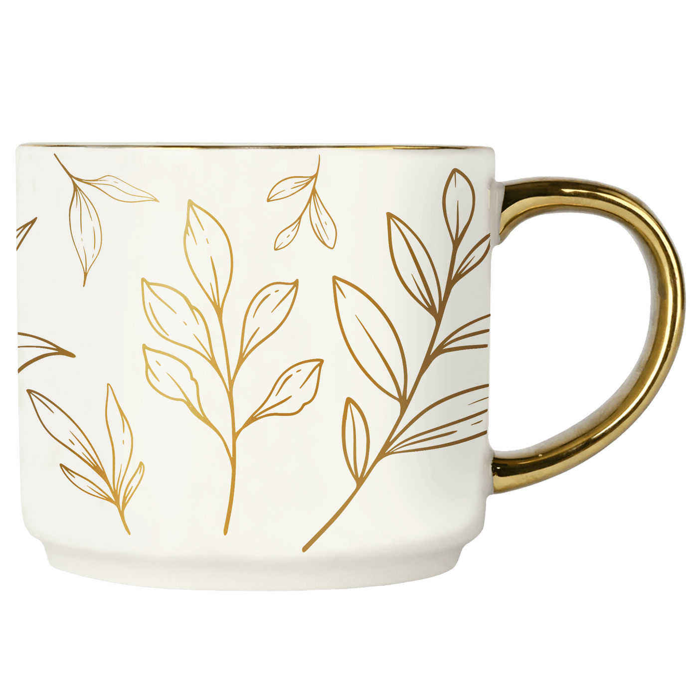 Gold Leaves 14oz. Gold Handle Coffee Mug - Sweet Water Decor - Coffee Mugs