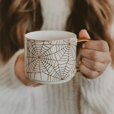 Spiderwebs 14oz. Gold Handle Coffee Mug - Sweet Water Decor - Coffee Mugs