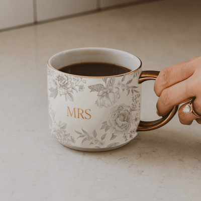 Mrs 14oz. Gold Handle Coffee Mug - Sweet Water Decor - Coffee Mugs