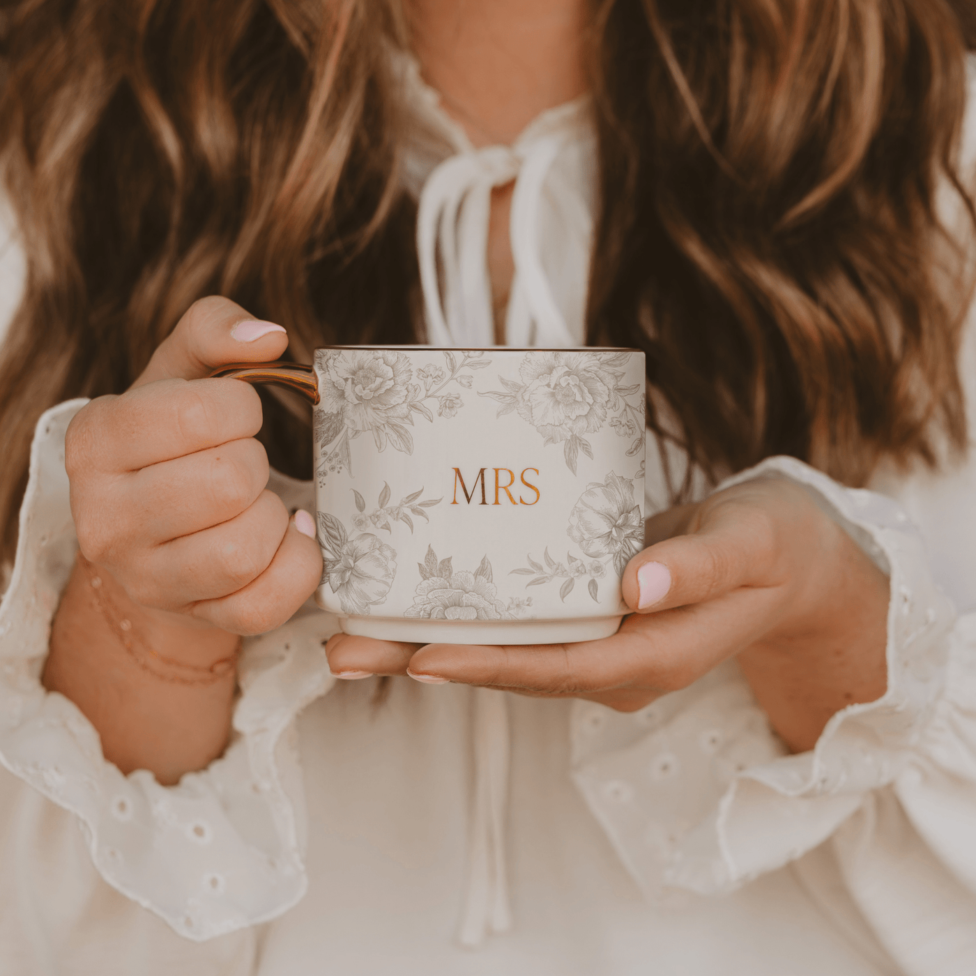 Mrs 14oz. Gold Handle Coffee Mug - Sweet Water Decor - Coffee Mugs