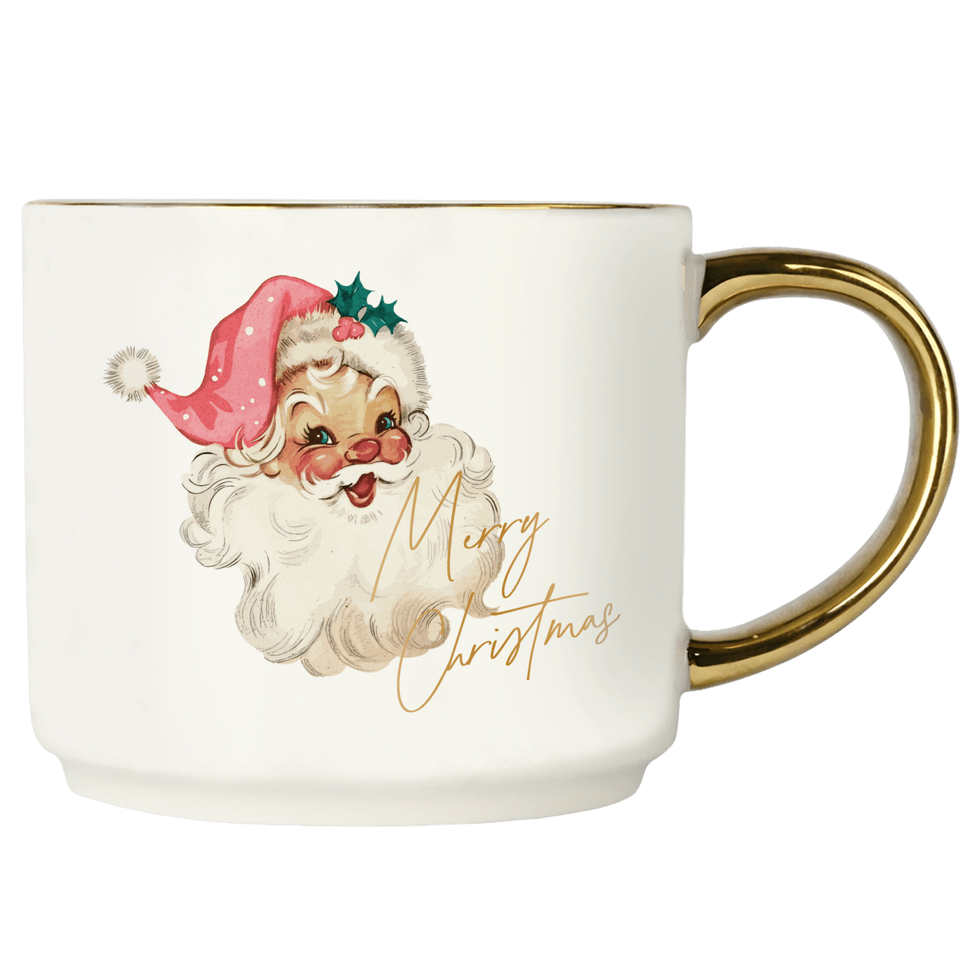Vintage Santa 14oz. Gold Handle Coffee Mug - Sweet Water Decor - Coffee Mugs