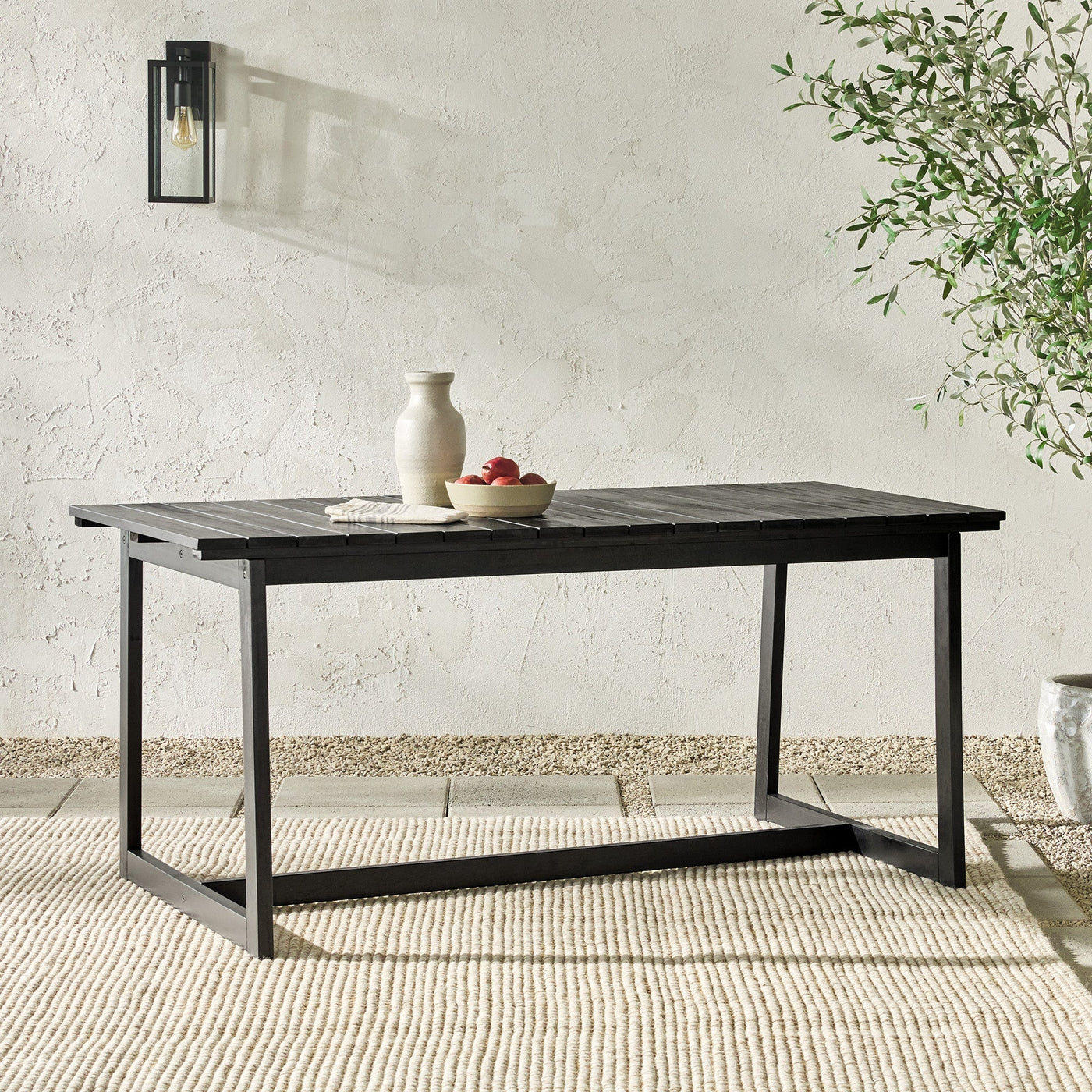 Wood slat dining table discount