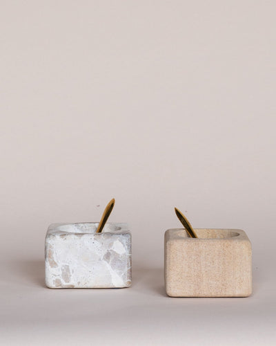 Sandstone Pinch Pots with Brass Spoons - Sweet Water Decor - marble bowl