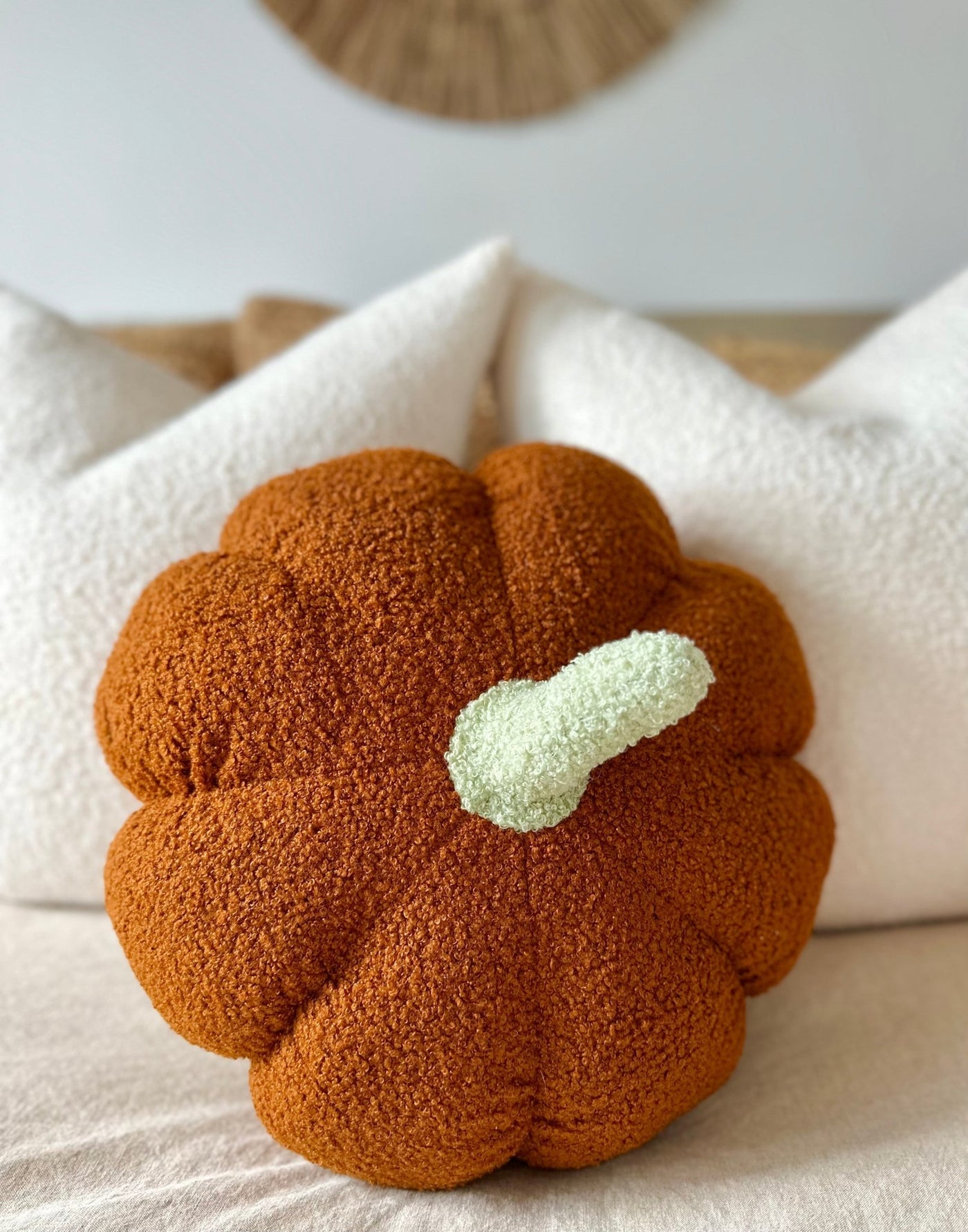 Jumbo Sherpa Orange Pumpkin Pillow - Sweet Water Decor - Pillow