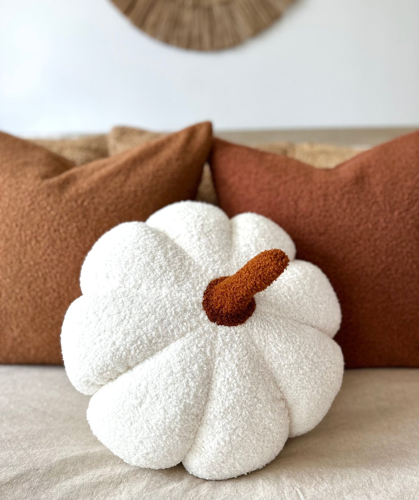 Jumbo Sherpa Cream Pumpkin Pillow - Sweet Water Decor - 