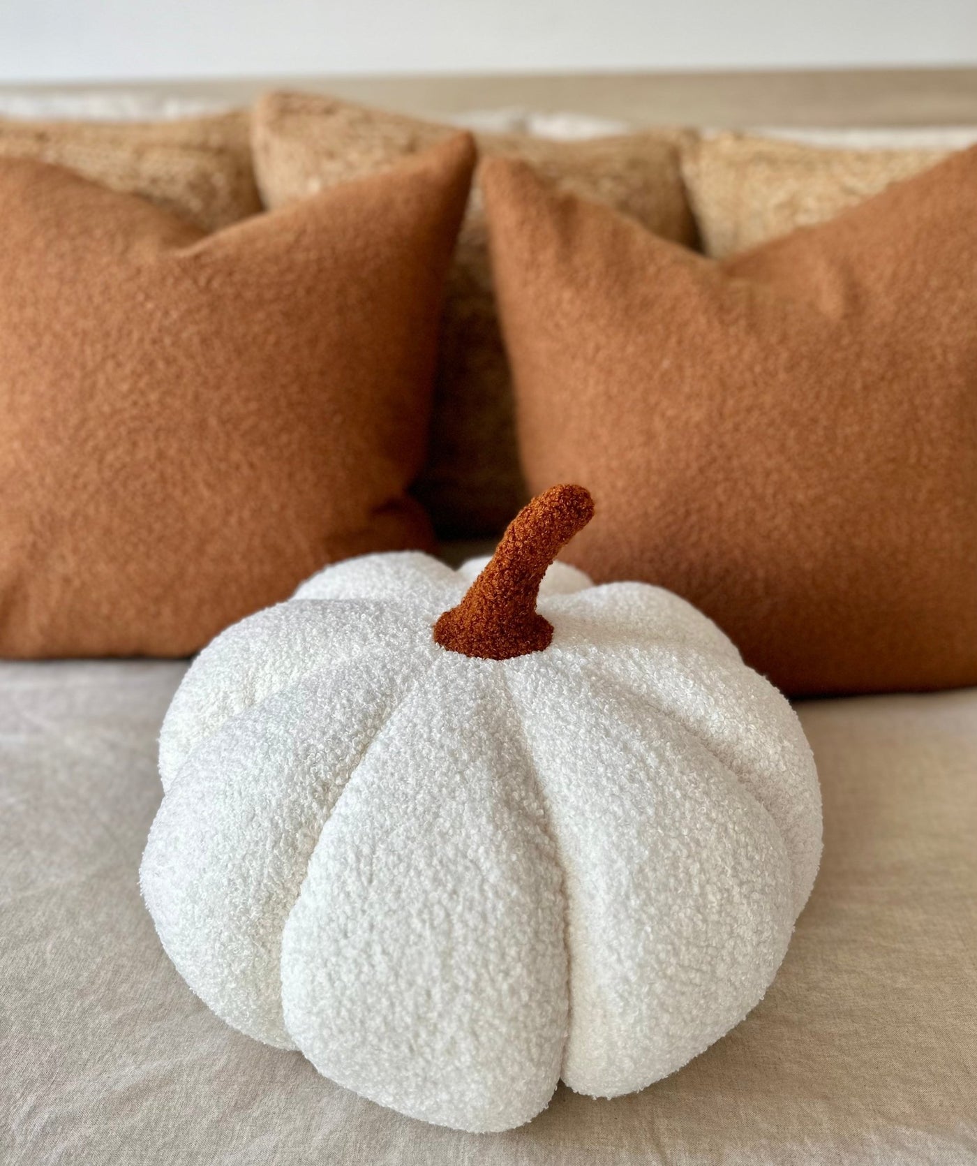 Jumbo Sherpa Cream Pumpkin Pillow - Sweet Water Decor - 
