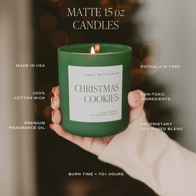Christmas Cookies Soy Candle - Green Matte Jar - 15 oz (Sugar Cookies) - Sweet Water Decor - Candles