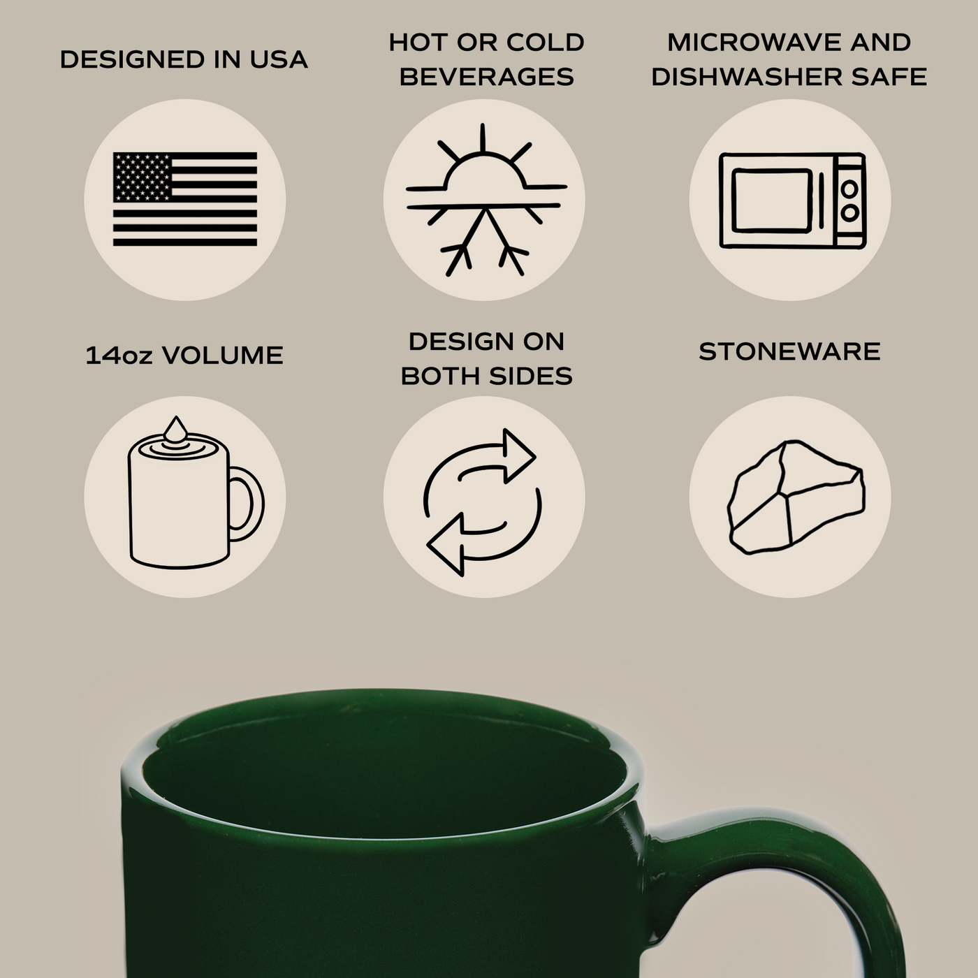 Comfort and Joy 14oz. Green Stoneware Coffee Mug