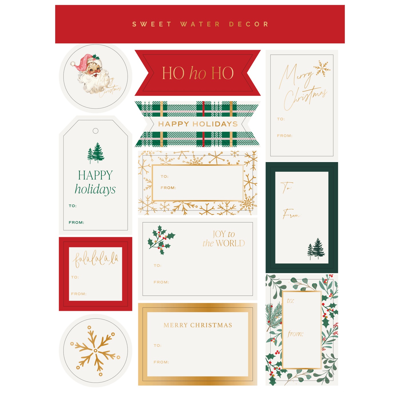 Holiday Classic Gift Tags Set - Sweet Water Decor - GIFT TAGS
