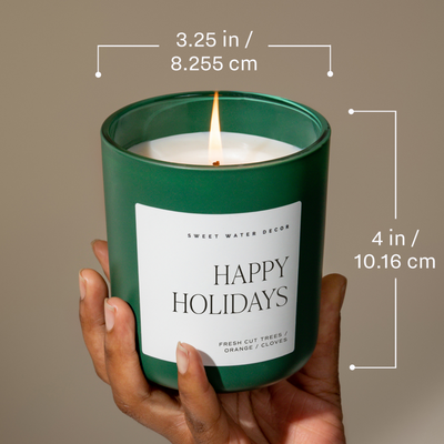 Happy Holidays Soy Candle - Green Matte Jar - 15 oz