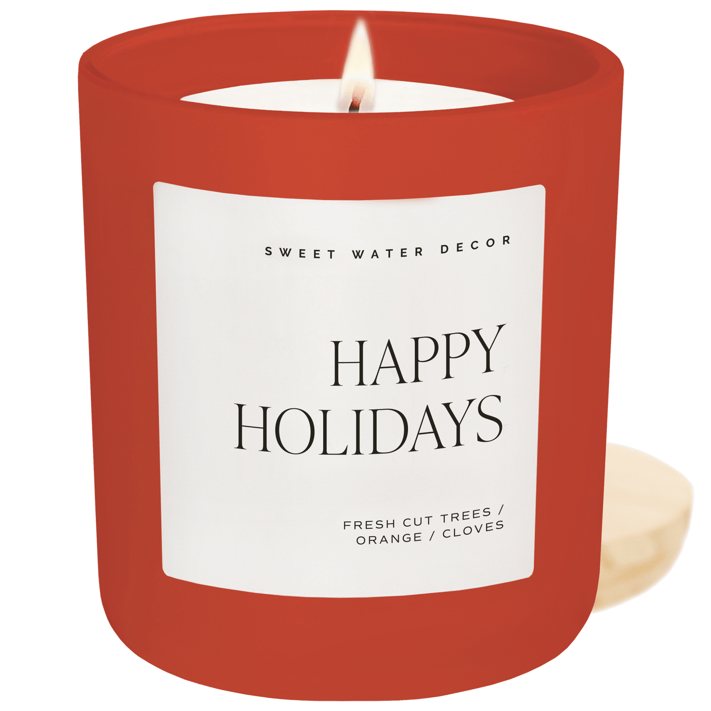Happy Holidays Soy Candle - Red Matte Jar - 15 oz (Christmas) - Sweet Water Decor - Candles