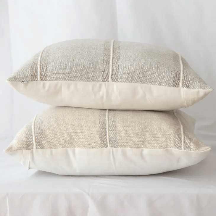 Harlow Striped Textured Pillow Cover Oatmeal - Sweet Water Decor - Pillow Cover
