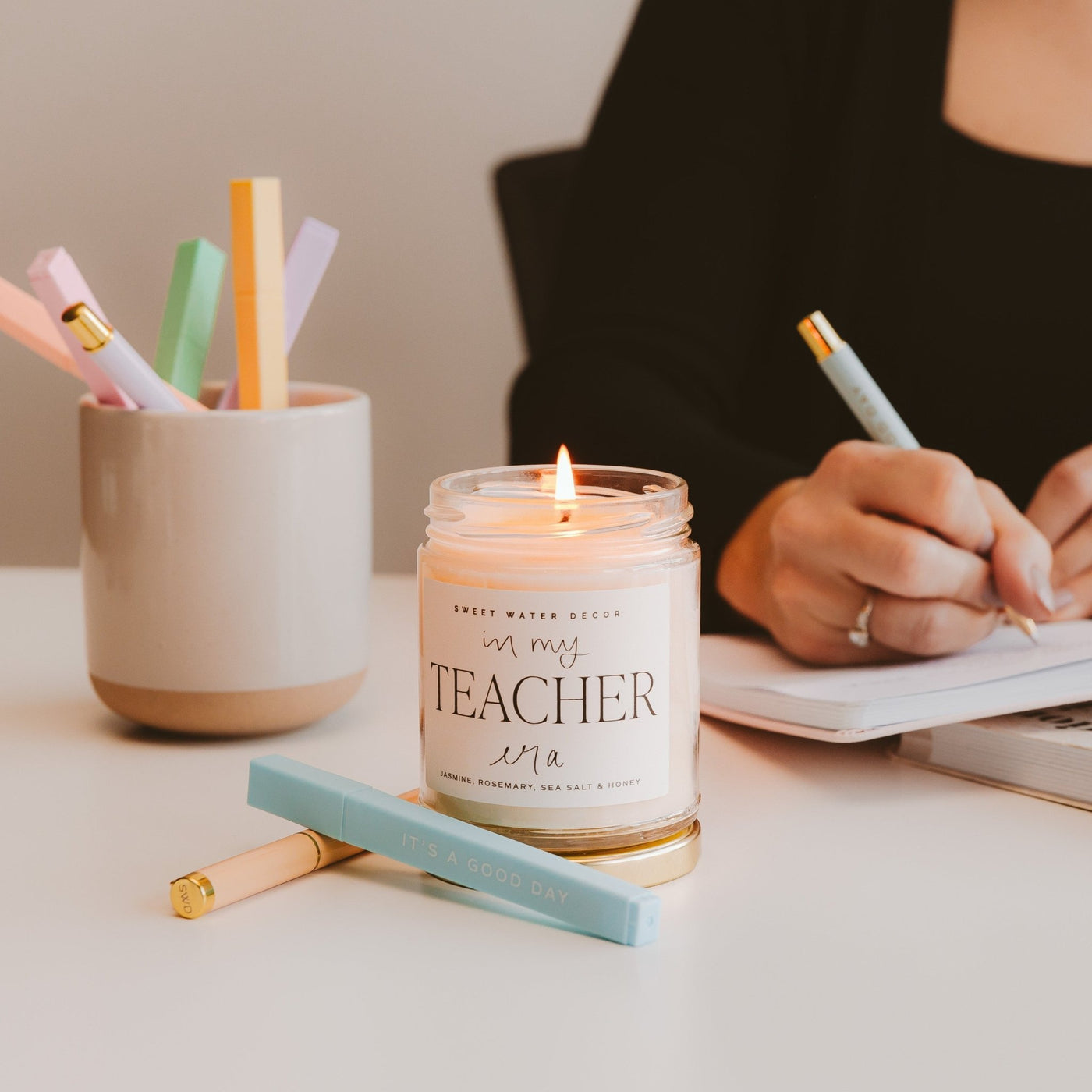 In My Teacher Era Soy Candle - Clear Jar - 9 oz (Wildflowers and Salt) - Sweet Water Decor - Candles