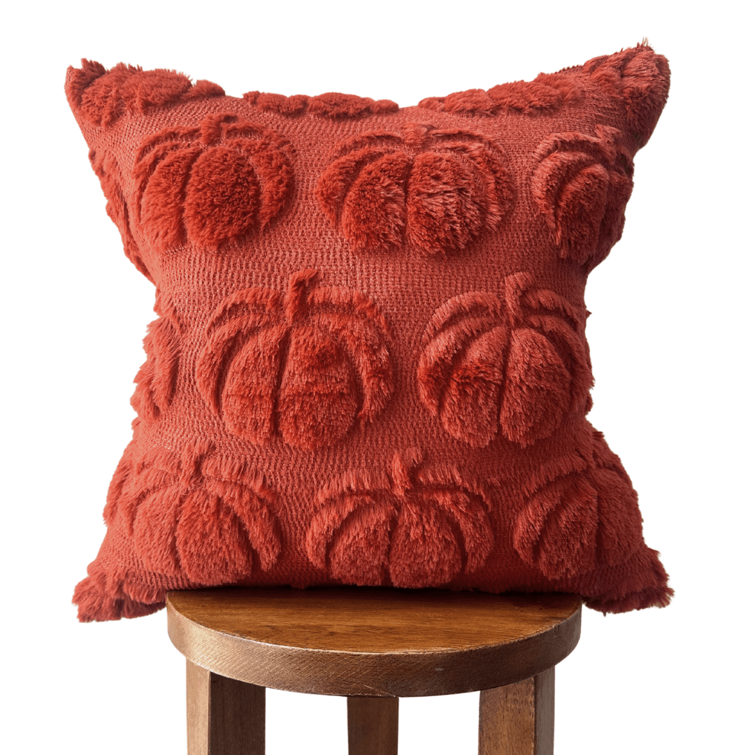 Burnt Orange Pumpkin Pillow Cover - 18x18 Faux Fur - Sweet Water Decor - Pillow Cover