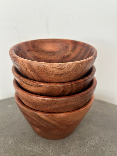 Teak Wood Small Serving Bowls - Set of 2 or 4 - Sweet Water Decor - Bowls