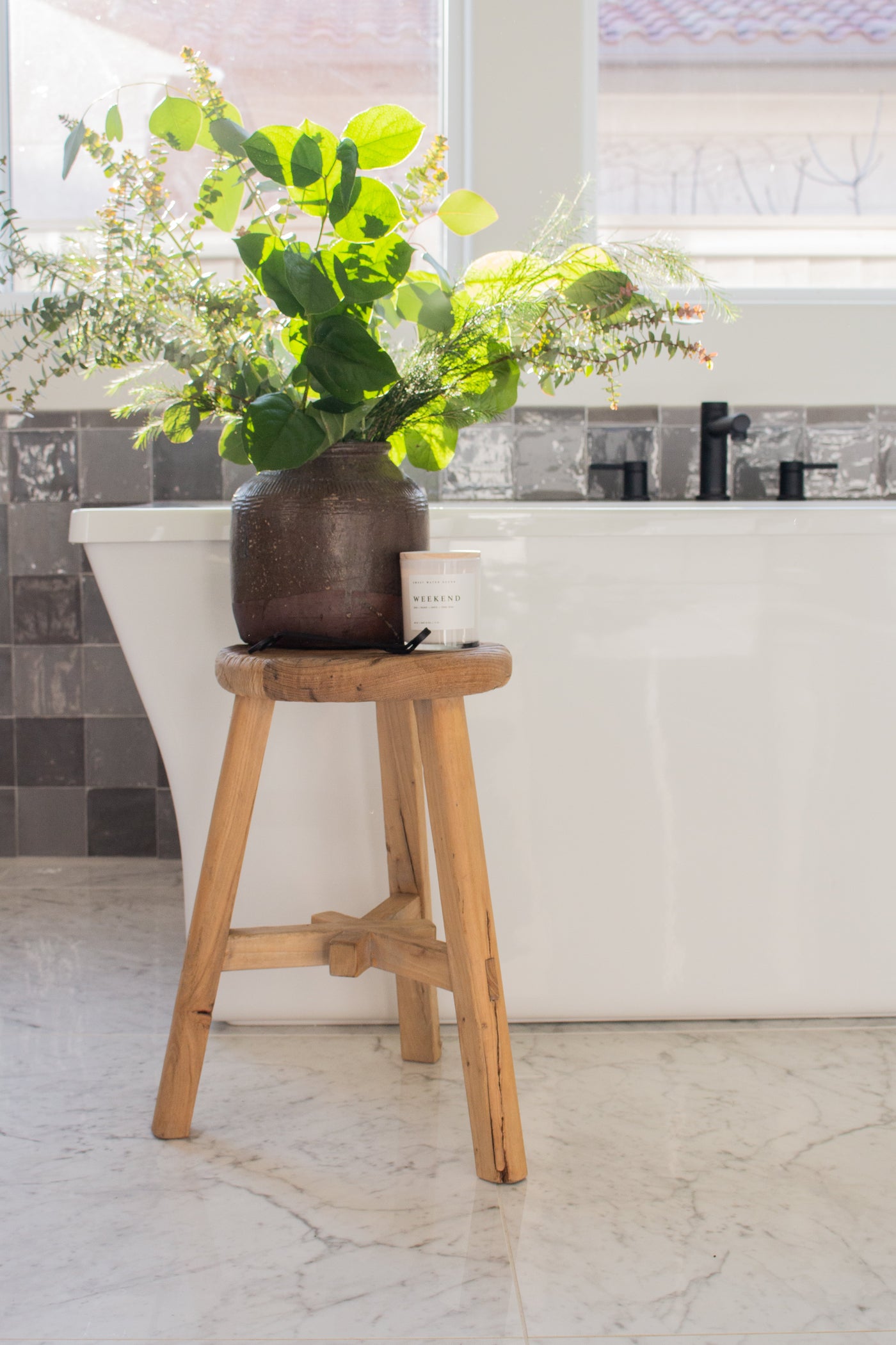 Vintage Elm Stool